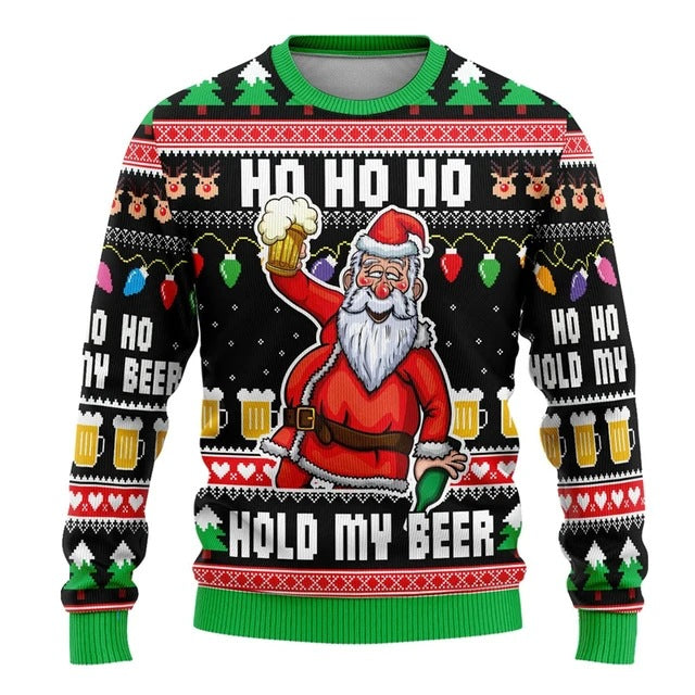 Ugly Christmas Sweater Men Women Funny Cartoon Santa Graphics Crewneck Sweatshirt Top