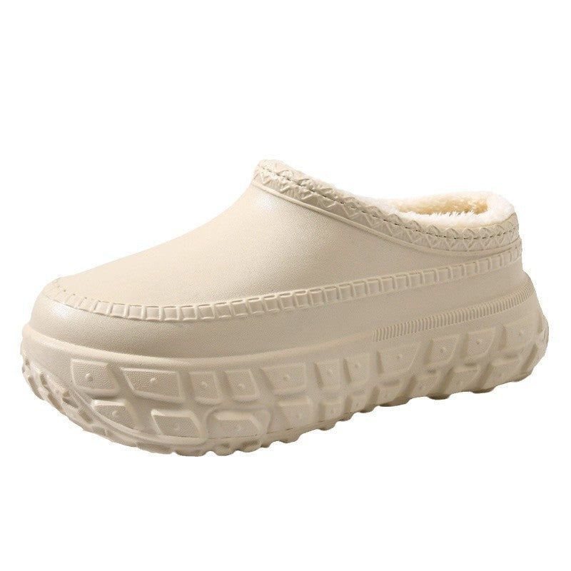 Women's Resin Sole Fur-Lined Cotton Slippers for Comfort