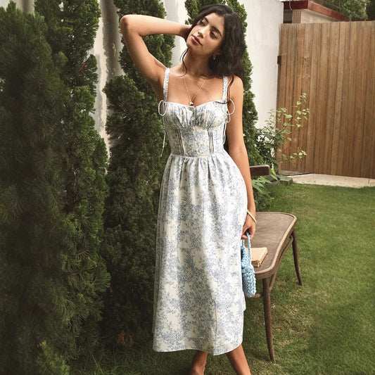 Women's Fashion Personalized Bow Seaside Sling Dress