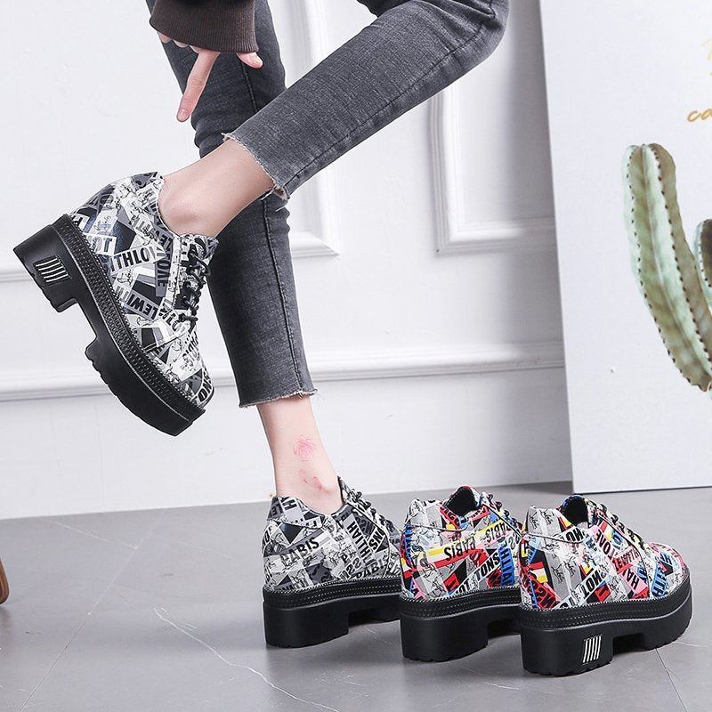 Spring New Camouflage Thick-Soled Platform Boots for Women