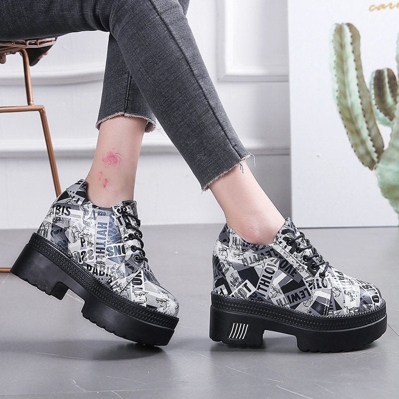 Spring New Camouflage Thick-Soled Platform Boots for Women