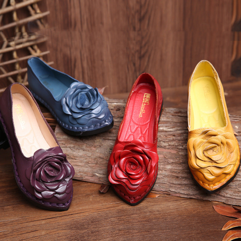 Genuine Leather Soft Sole Comfortable Shoes for Moms