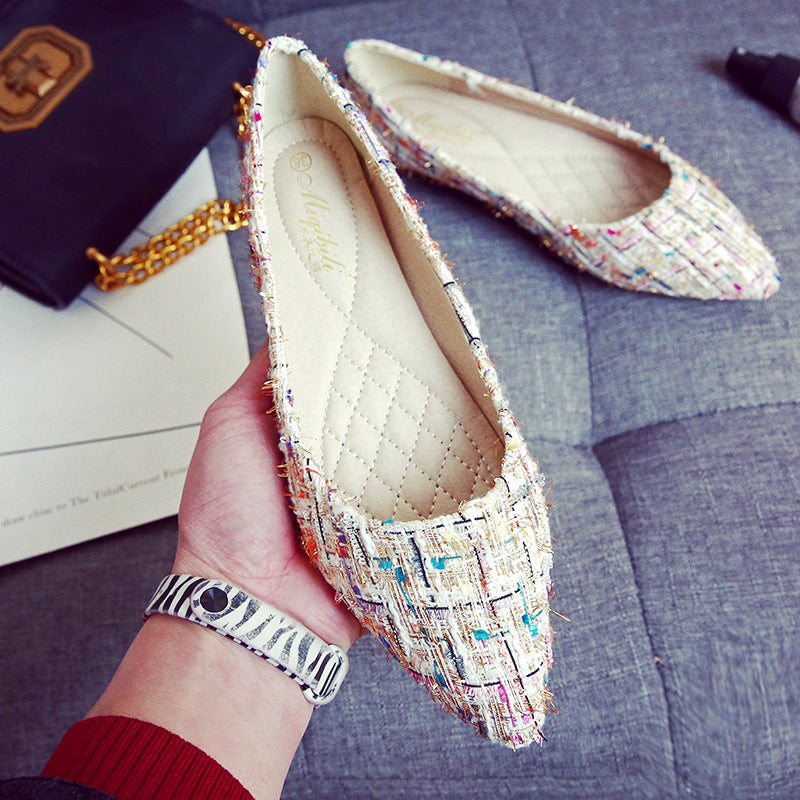 Summer Flat Retro Pointed-Toe Beanie Shoes