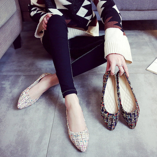 Summer Flat Retro Pointed-Toe Beanie Shoes