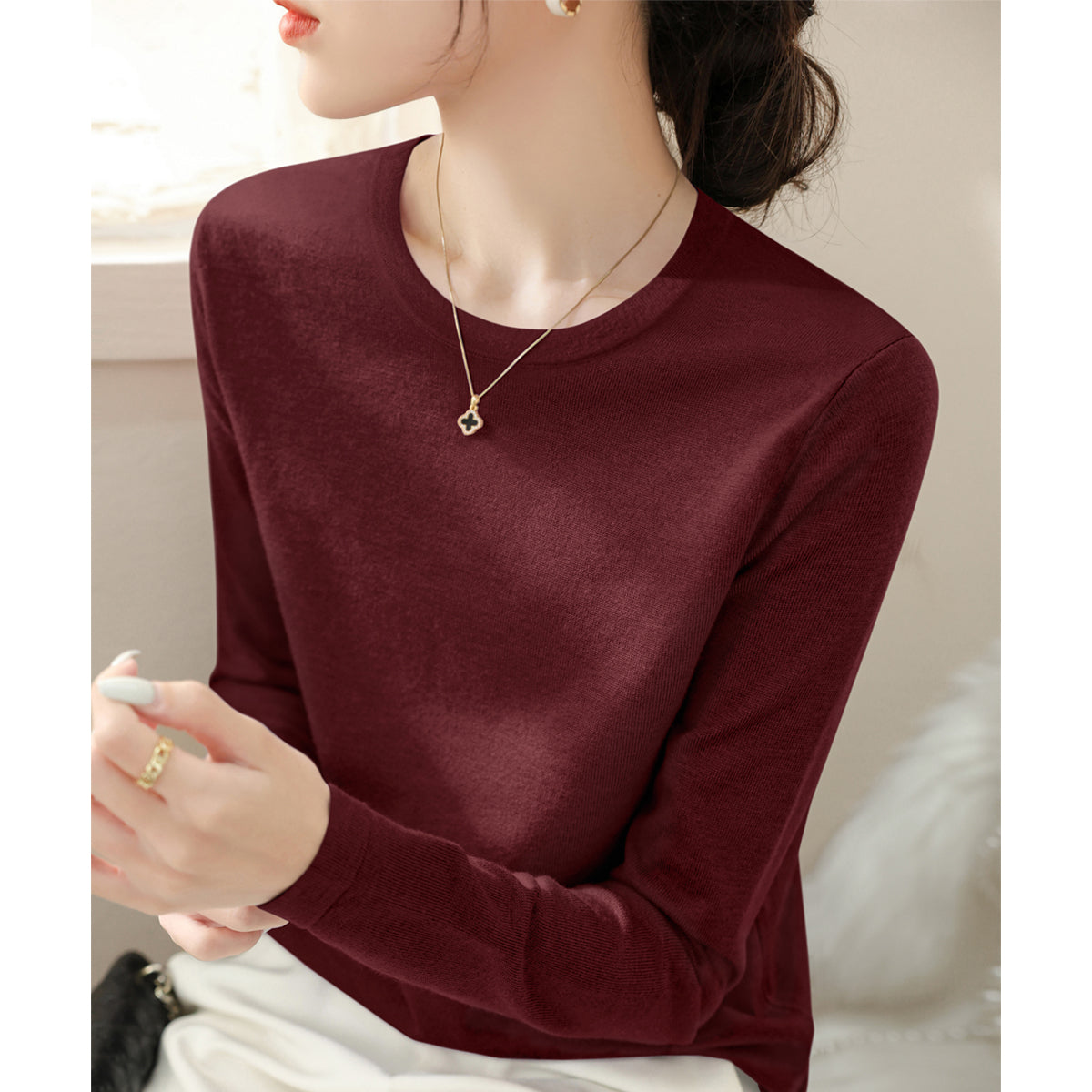Round Neck Loose Long Sleeve Sweater