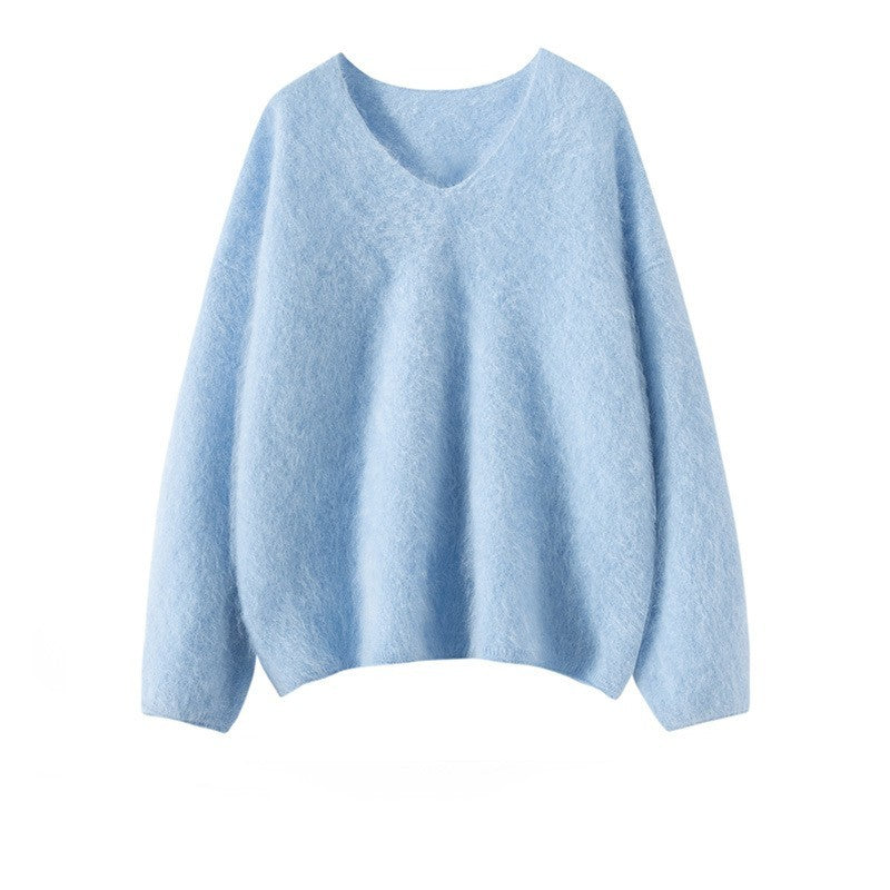 V-Neck Soft Knit Sweater - Autumn & Winter Loose Lazy Style