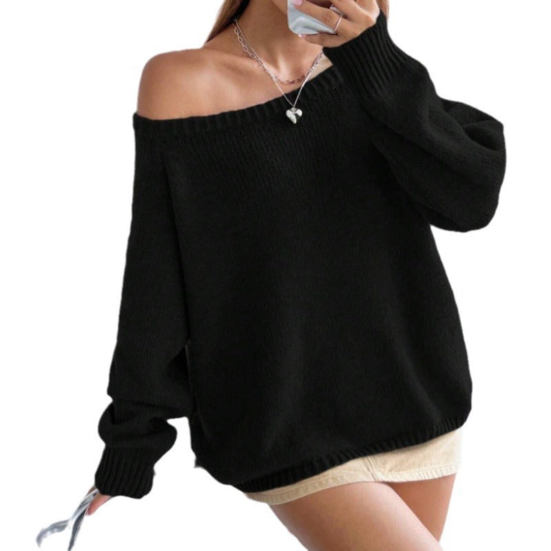 Women's Fashion Solid Color Round Neck Pullover Sweater