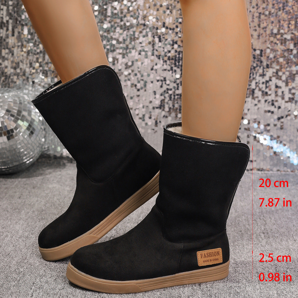 Women's Winter Warm Snow Boots – Non-Slip Flat Mid-Calf Design with Plush Velvet and Thickened Cotton Lining