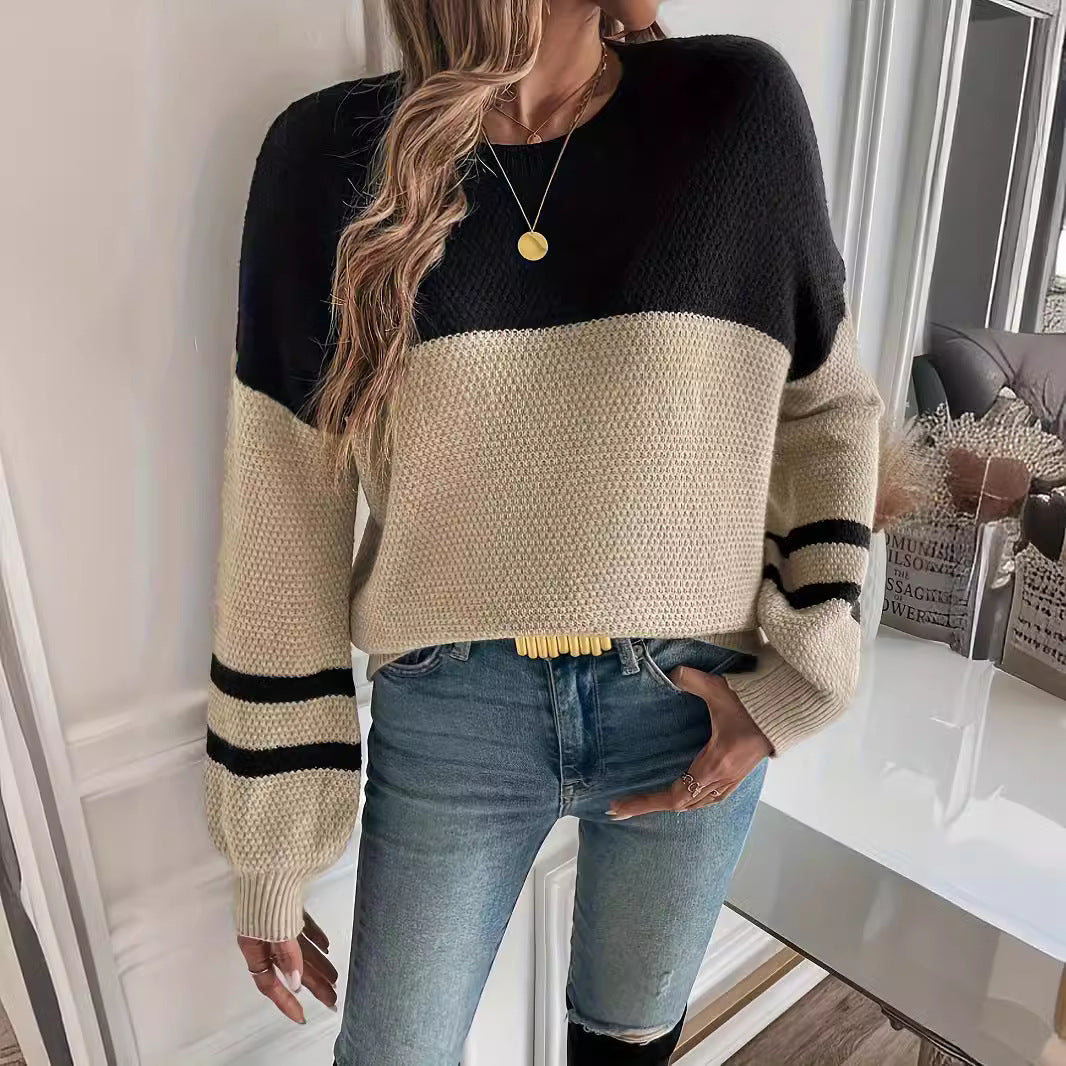 Women's Long Sleeve Round Neck Sweater, Casual and All-Match Style