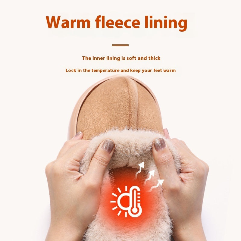 Women's Winter Non-Slip Fluffy Slippers – Thick Sole, Simple and Stylish for Home