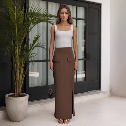 Women's High-waisted Slimming High-slit Long Bodycon Skirt