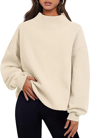 Casual Fleece Shirt with Thick Half Turtleneck, Loose Women's Sweater