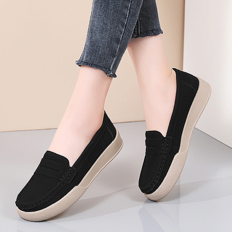 Korean Style Slip-On Gommino Casual Shoes, Flat Design for Spring and Autumn