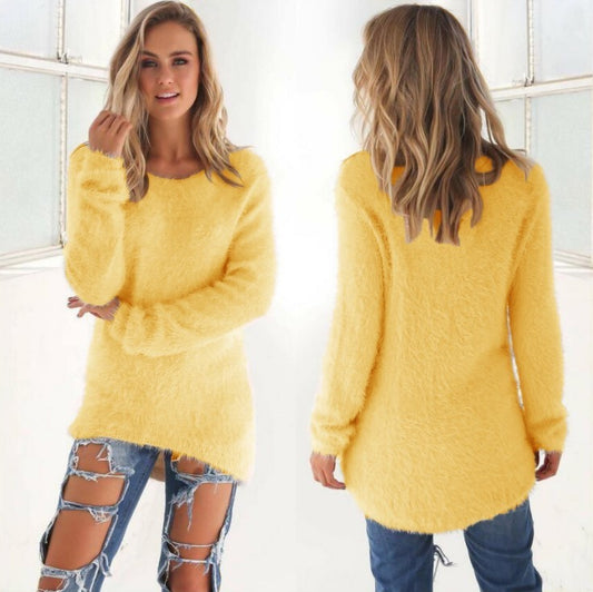 Autumn and Winter Fashion Solid Color Long Sleeve Sweater for Women