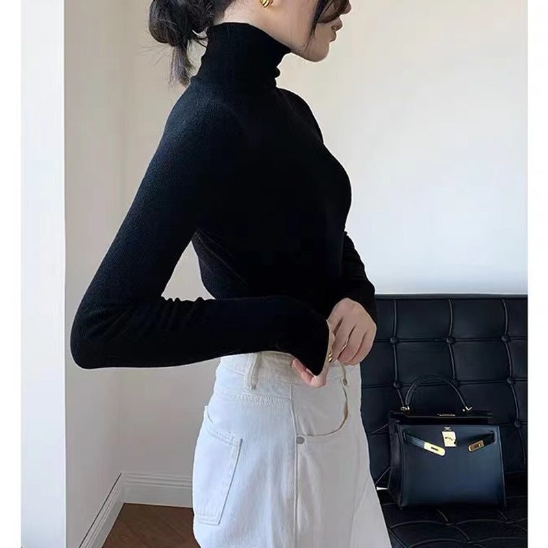 Women's Turtleneck Bottoming Shirt – Fur Lined Sweater Knitted Top