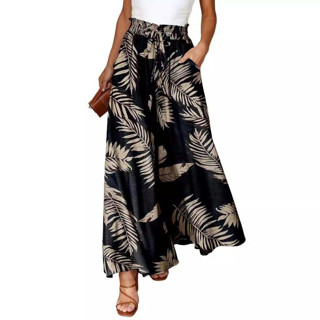 Printed Casual Comfortable Wide-Leg Trousers