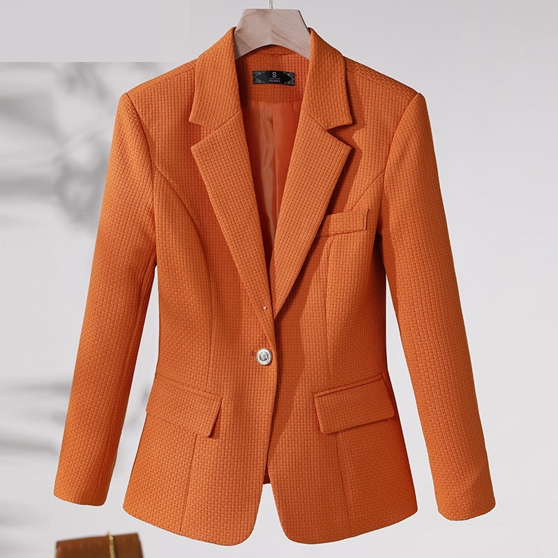 Women's Casual Solid-Colored Suit Jacket with Collar