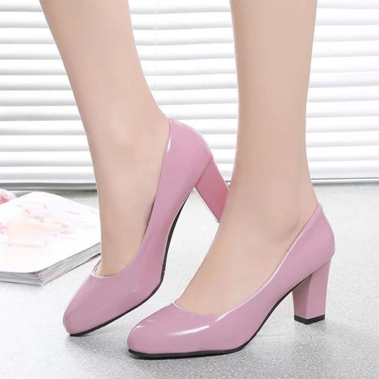 Women's Nude Chunky Heel Pointed Toe High Heels