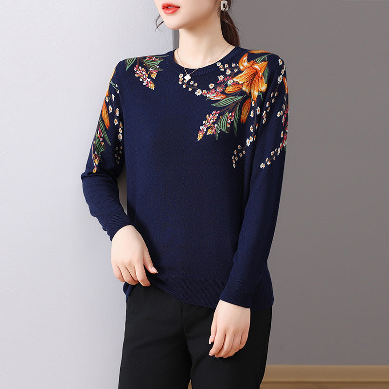 Loose Long Sleeve Knitted Western Style Top – Casual Idle Fashion for Women