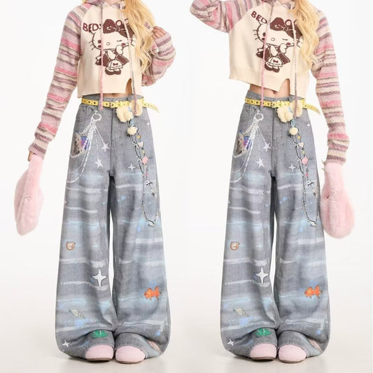 Niche Distressed Loose Wide-leg Pants