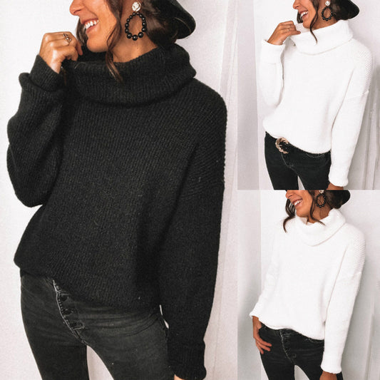 European and American Style Solid Color Turtleneck Long Sleeve Sweater