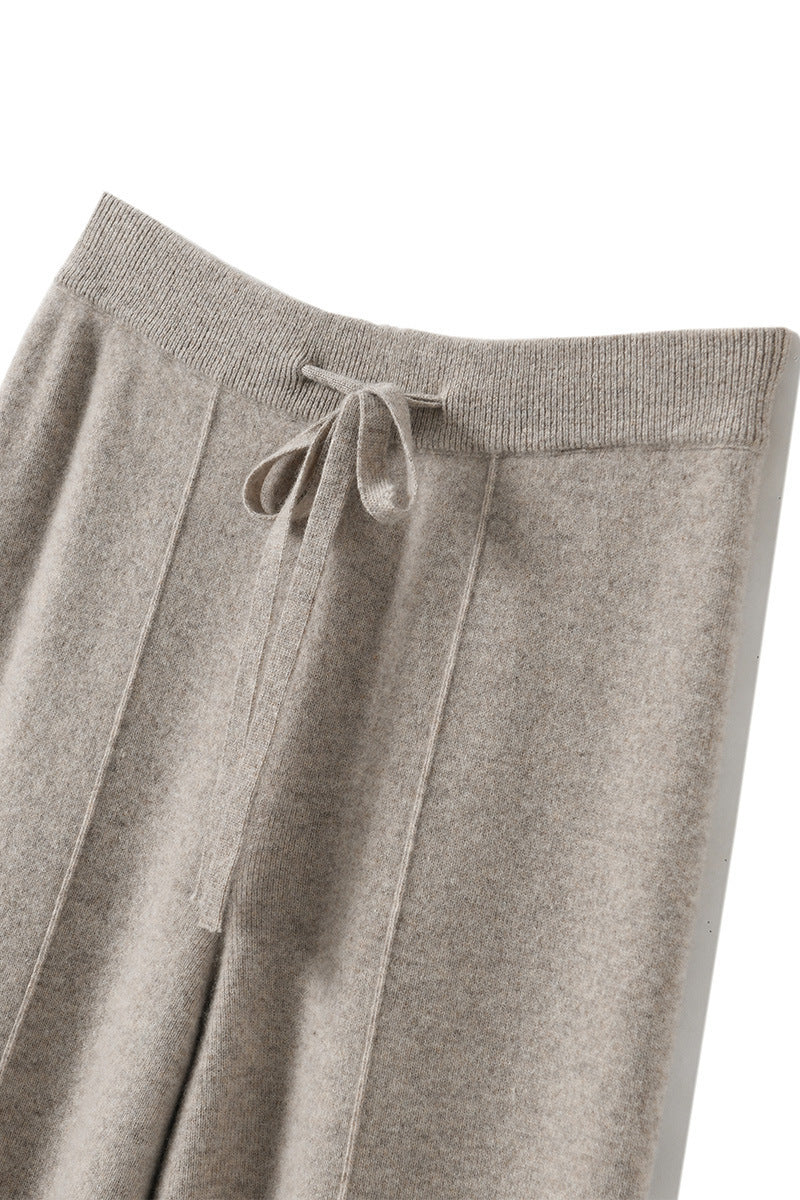 Draped Floor-length Knit Casual Pants