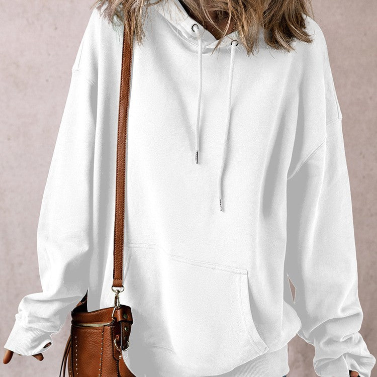 Women's Solid Color Drawstring Hoodie