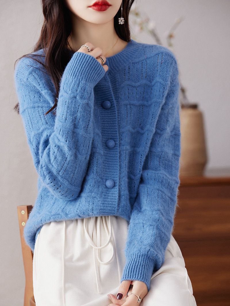 Women's New Round Neck Cardigan Sweater