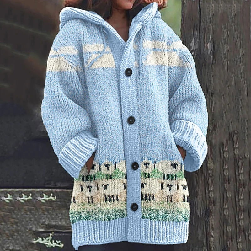 Retro Hooded Knitted Coat for a Lazy, Cozy Style