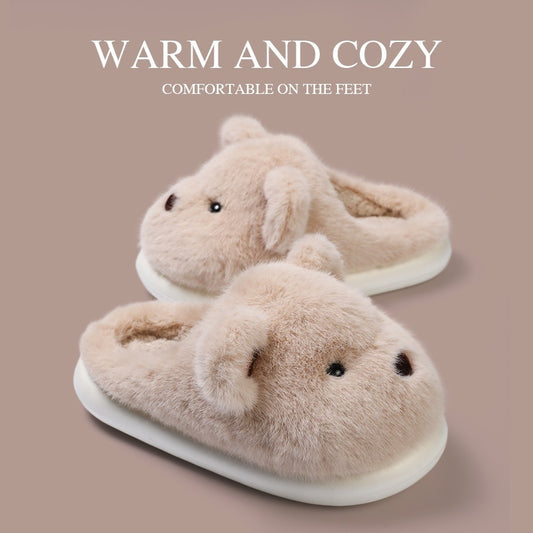 Women's Autumn and Winter Indoor Home Slippers – Plush Cotton, Non-Slip, Platform, and Warm