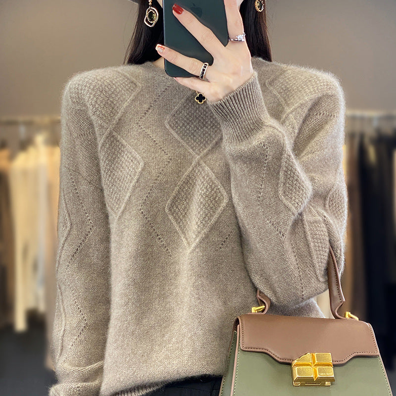 Versatile Western-Style Women's Solid Color Pullover Sweater