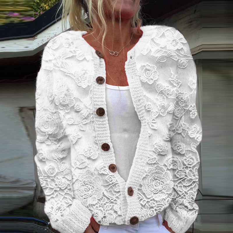 Women's 3D Digital Printed Knitted Cardigan Coat