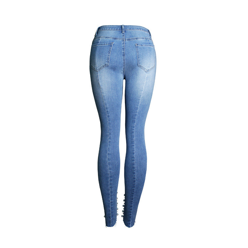 Popular Beaded Skinny Stretch Denim Jeans