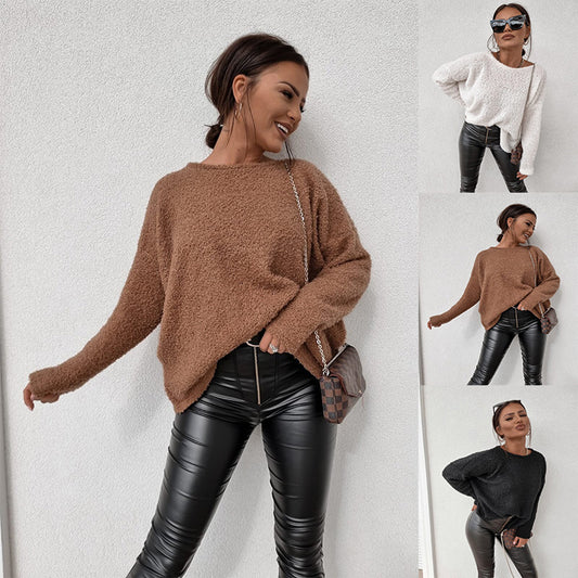 Women's Loose-Fit Long-Sleeve Off-Shoulder Sweater