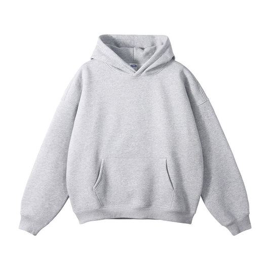 New Loose Fleece Trendy Drop Shoulder Solid Color Hoodie
