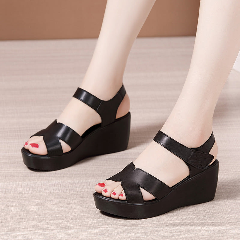 Plus Size Platform High Heel Sandals - Versatile All-Match Style