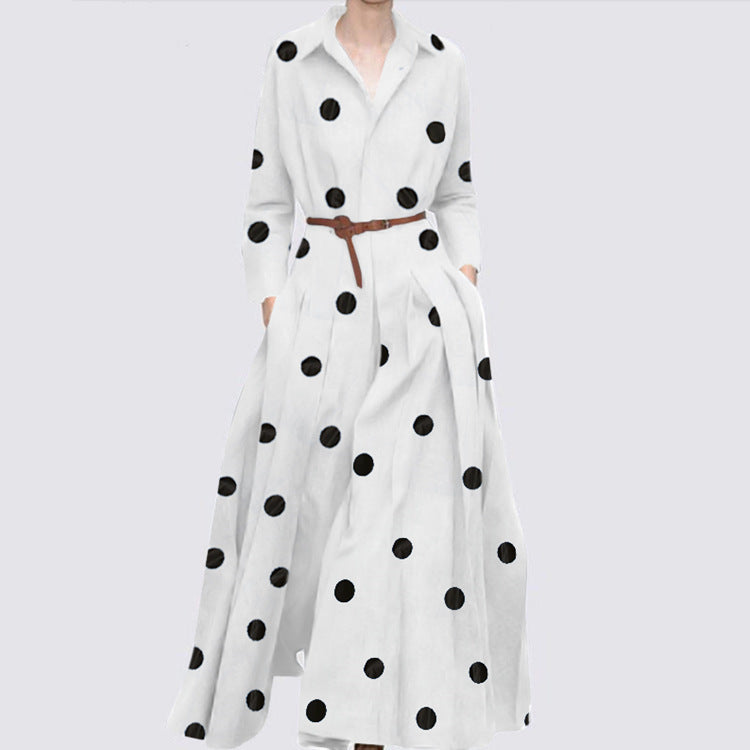 Women's Elegant Polka Dot Dress, Perfect for Leisure and Holidays