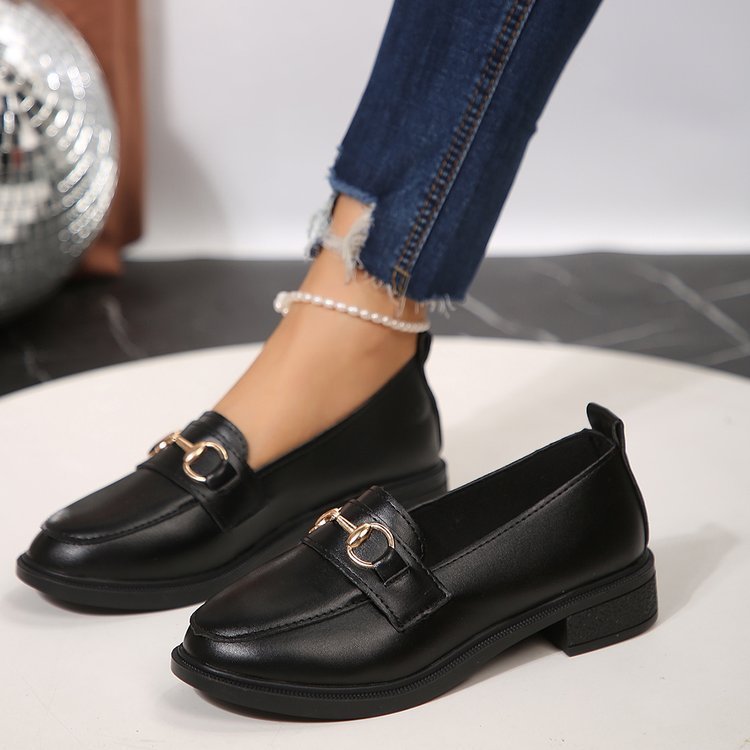 Women's Plus Size British Style Leather Loafers