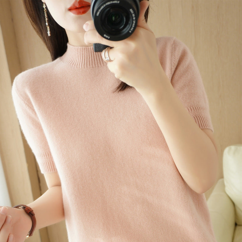 Women's Mock-Neck Mid-Length Sleeve Lightweight Sweater