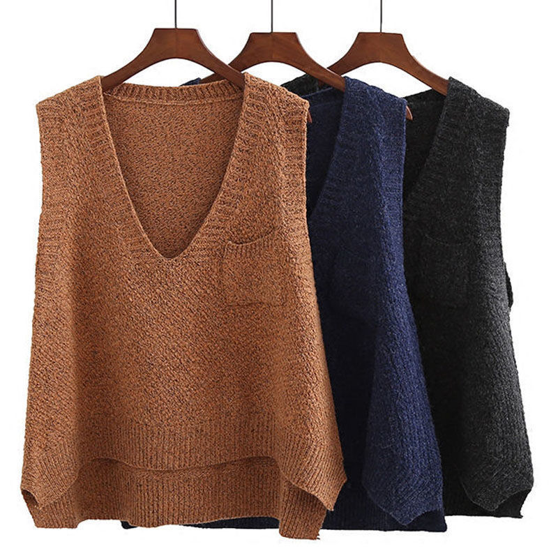 Women's Knitted Vest – Plus Size Sleeveless Sweater Waistcoat for Spring and Autumn Outerwear