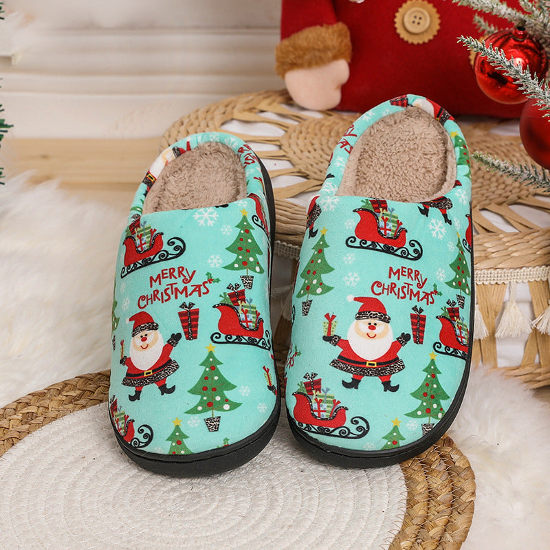 Santa Claus Cotton Slippers for Autumn and Winter, Cozy Holiday Footwear