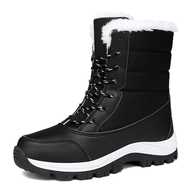 Velvet-Lined Warm Cotton Snow Boots - High Top Padded Winter Shoes