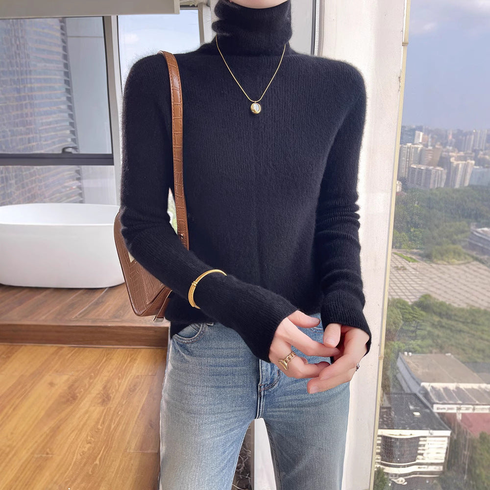 Autumn & Winter Slim Fit Wool Pile Collar Knitted Bottoming Shirt