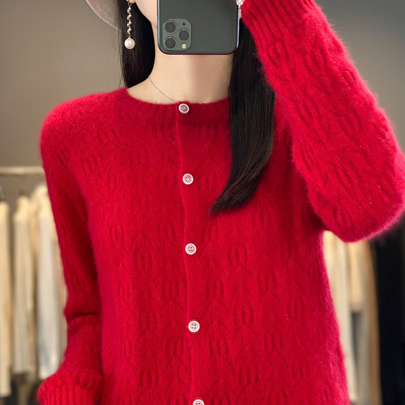 Slimming Round Neck Sweater Coat – Women's Stylish Top