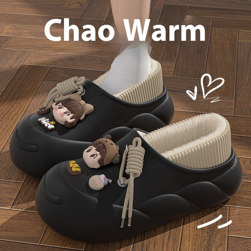 Winter Soft Bottom Cartoon Waterproof Cotton Slippers