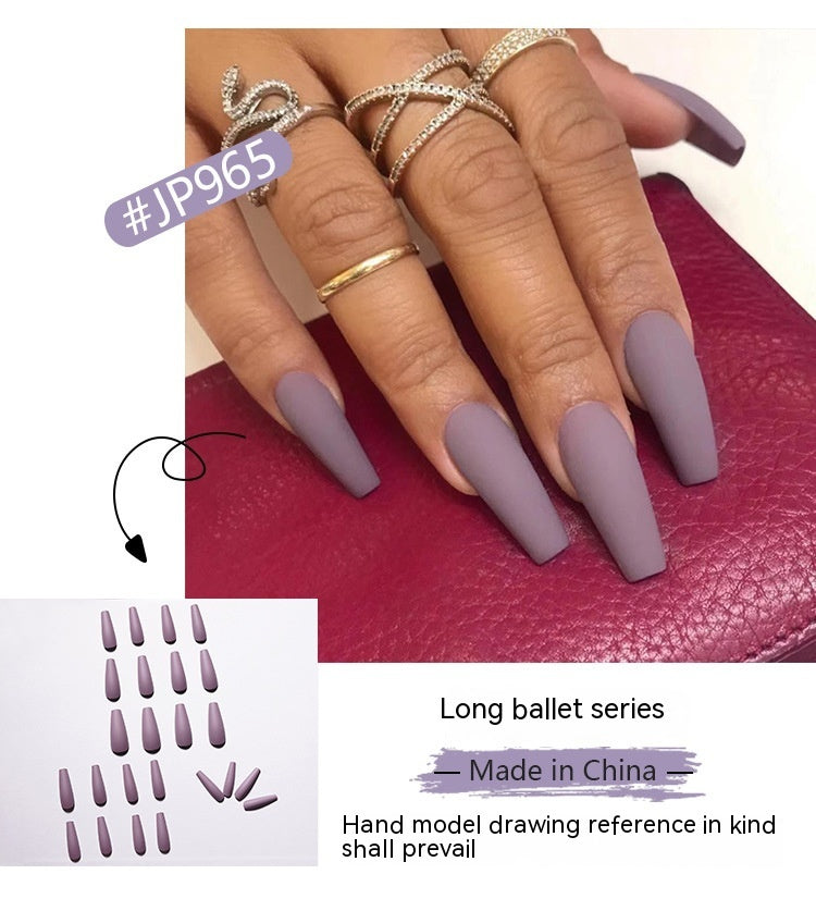 Solid Color Long Ballet Fake Nails Multi-color Removable