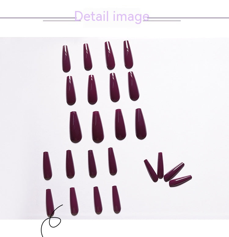 Solid Color Long Ballet Fake Nails Multi-color Removable