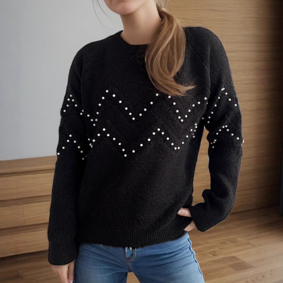 European and American Style Crew Neck Casual Long-Sleeved Sweater