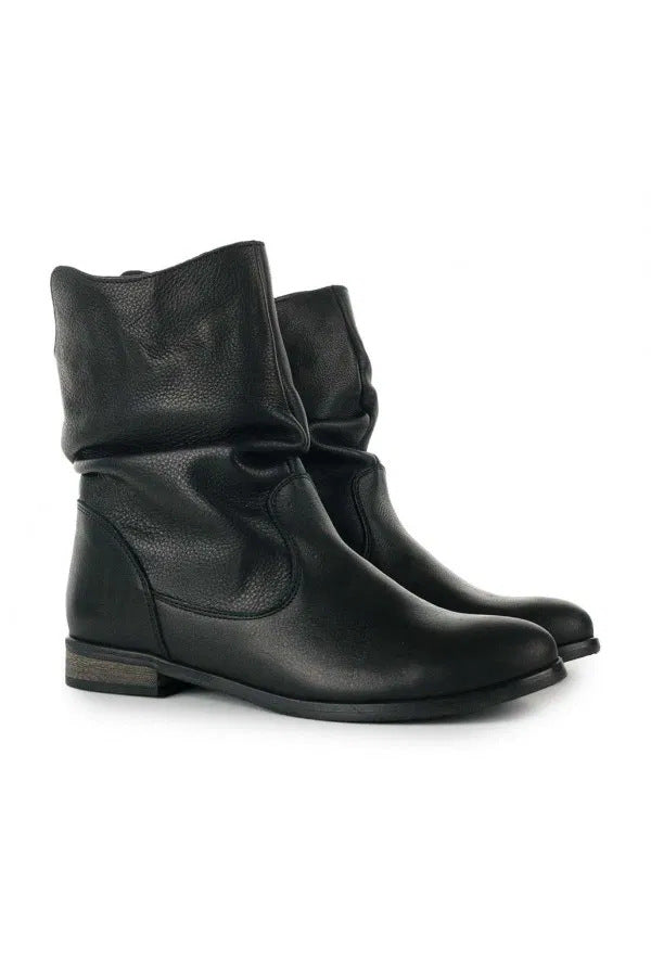 Women's Pile Style Ankle Boots – Round Toe, Low Heel, Chic and Comfortable