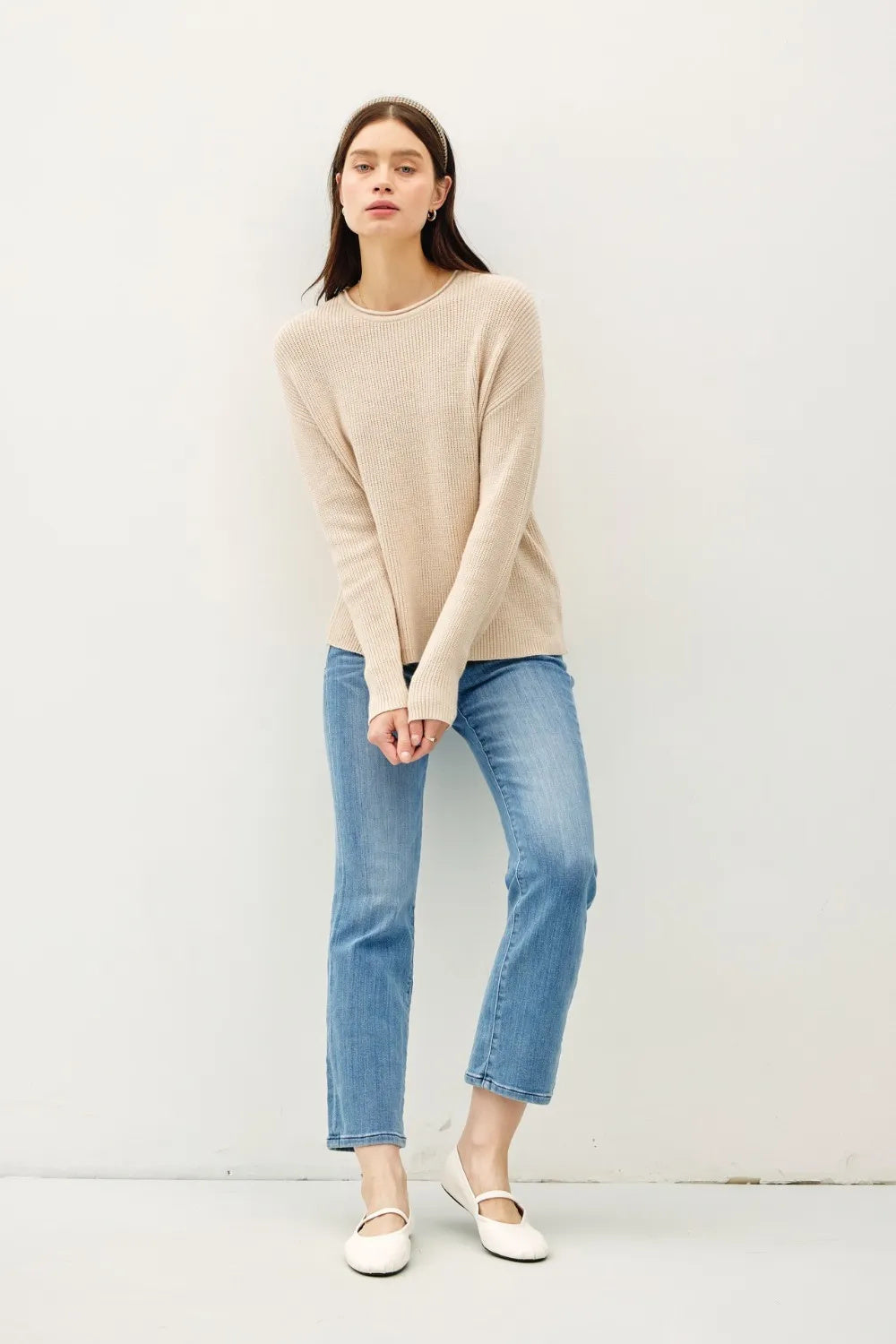 Be Cool Round Neck Long Sleeve Sweater for Women